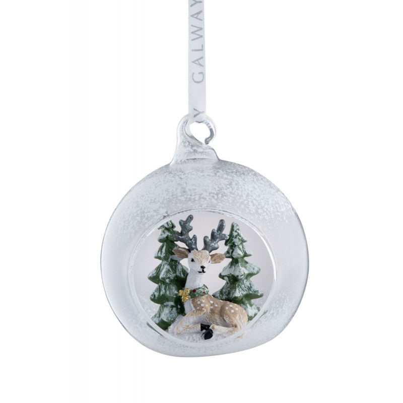 Reindeer Forest Hanging Bauble Ornament - Galway Crystal