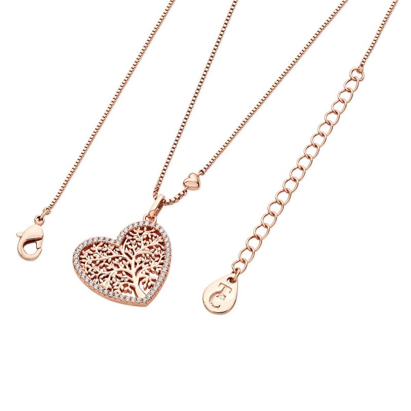 Pavé Tree of Life Heart Pendant - Rose Gold